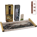 臻臻上品中国风特色礼品送老外丝绸画卷轴挂画丝绸传统工艺品出国商务礼品 织锦《长城颂》136X32公分