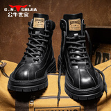公牛世家【新年礼物】马丁靴男英伦风男靴秋冬季时装靴厚底真皮工装靴子
