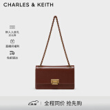 CHARLES&KEITH编织链条腋下单肩小方包包女包生日礼物女CK2-20840464-10 Chocolate巧克力色 M