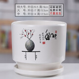 裕轩堂陶瓷花盆绿萝欧式简约高款家用桌面室内客厅阳台带托盘兰花虎皮兰 7129445 特大