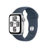 Apple/苹果 Watch SE 2023款智能手表GPS款40毫米银色铝金属表壳风暴蓝色运动型表带M/L MRE23CH/A