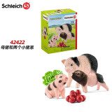 可美乐德国思乐Schleich s仿真动物模型农场系列家禽家畜小动物母鸡公农 母猪和两个小猪崽套装 42422