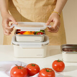 乐扣乐扣（LOCK&LOCK）不锈钢保鲜盒密封冰箱厨房储存收纳盒水果学生带饭餐盒500ml米色