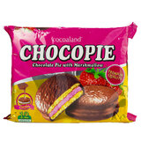 乐一百（cocoaland）巧克力派零食小吃休闲食品营养早餐下午茶300g 12枚/盒 草莓派