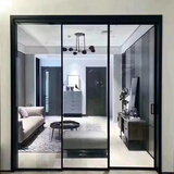 万森凯3mm壁厚三联动极窄边厨房推拉门阳台推拉门客厅玻璃移门铝镁合金 瓷镁银灰(一平方) 8毫米超白玻