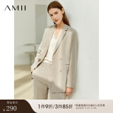 AMII职业西服套装女春夏新款休闲外套时尚西装两件套 卡其(西装) 160/84A/M