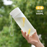 榄茵夏季户外大容量运动水杯创意学生茶杯子便携提绳塑料杯广告礼品杯 白色【磨砂】 600ml 600ml-800ml