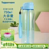 特百惠（Tupperware）乐动塑料随心壶750ml大容量运动户外便携水杯带吸管拎绳 晴天蓝