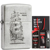 ZIPPOZiPPO 芝宝ZIPPO煤油打火机限量古银做旧刻字男士礼物 121FB古银一帆风顺