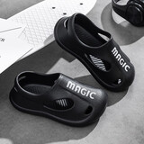 妙优童儿童凉鞋夏季男童女童宝宝室内室外小孩软底防滑包头运动风凉拖鞋 rx2308黑色 eva 22 (36-37码)内长约22.0cm