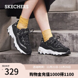 斯凯奇（Skechers）运动休闲鞋女士小白鞋秋季厚底增高轻便复古11979 黑色/金色/BKGD 35