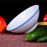 釉下彩健康环保耐高温老式蓝边碗豆浆碗面碗饭碗景德镇陶瓷餐具 6英寸蓝边三四级品