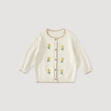 巴厘小猪女童针织衫春秋季女宝宝外搭开衫外套甜美上衣儿童毛 白杏 100 cm