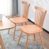 爱必居实木餐椅北欧椅现代简约家用靠背椅子温莎椅原木色