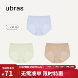 ubras【50S纯棉】莱卡女士内裤中腰抗菌裆3条 粉末蓝+豆蔻绿+瓷肌S