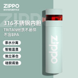 ZIPPO 茶水分离保温杯便携温显智能水杯男女大容量杯子送礼 薄荷绿 400ml