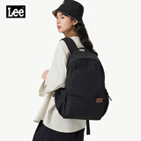 LEE双肩包女通勤大容量旅行背包男大学生电脑包简约高中初中书包潮流 黑色