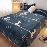 雅鹿 法兰绒床单单件毛绒床单珊瑚绒牛奶绒学生职工宿舍保暖被单盖毯 猫咪MN 200x230cm【床单单件】