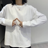 卡维泽 CAVIEZEL长袖t恤女2023秋装新款韩版卫衣叠穿内搭打底衫纯棉初秋上衣 白色 L 建议105-130斤