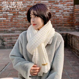 雪茜曼围巾女针织毛线百搭韩版冬季红色可爱ins潮新年围脖学生情侣