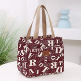 途尊手提包手拎外出带饭饭盒袋七夕时尚百搭铝箔保温层便携上班便当包 酒红色字母