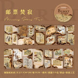 往来回忆烫金邮票胶带模切复古花卉图鉴手账diy装饰素材封口贴纸手帐DIY拼贴造景打底贴纸手机壳贴画 邮票焚迹 无规格