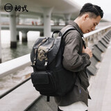初弎双肩包男中国风刺绣校园书包日常通勤出差包毕业旅行大容量背包 龙盘狮吼