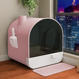 MinkSheen猫砂猫砂盆全封闭猫砂盆特大号猫厕所封闭式猫沙盆 樱花粉【猫砂垫+铲+除臭包】 定制特大号加大