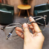 简丹（JIANDAN） 眼镜框近视可配度数钛架显脸小墨镜夹片办公室男女猫耳半框超轻 【镜框】CH5166透灰色 单镜框+模型镜片