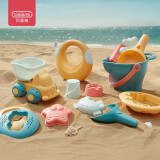 贝恩施儿童沙滩玩具挖沙土玩沙工具套装决明子沙池铲子洗澡戏水玩具 【马克龙色】软胶沙滩玩具5件套