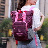 杉木山装轻便背包女夏旅行双肩包大容量旅游便携运动休闲百搭折叠皮肤包 喜鹊-紫色（进口面料）