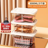 美煮妇冰箱食物收纳盒冷藏冷冻速冻专用保鲜盒食品级火锅食材冻肉分格盒 纯白 3件套 9L