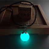 千宝莱项链男女简约刻字夜光石夜明珠颈链吊坠复古红绳情侣学生闺蜜礼物 16mm合金扣黑绳一条 不刻字