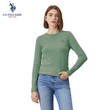 U.S. POLO ASSN.保罗针织衫秋冬季长袖T恤保暖羊毛衫打底衫时尚百搭 绿色003【圆领】 XL