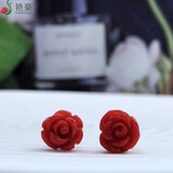 艳豪珊瑚耳钉台湾红色珊瑚耳环耳饰18K金玫瑰花耳钉本命年情人节送女友老婆妈妈生日礼物送鉴定证书礼盒 珊瑚玫瑰花18K金耳钉 玫瑰花6MM