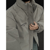 NYING雾面PU皮棉服男款冬季新款美式潮牌痞帅加厚保暖棉衣外套立领宽松 深灰色 XL （130-150斤）