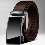 宸劲佰（CHENJINGBAI）男士皮带真皮潮新款纯牛皮腰带西装情人节中青年裤带镜面二层牛皮 镜面扣头咖啡带身 110cm