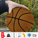 麦蒂 /篮球真皮质感室内室外水泥地耐磨皮球中小学生成人训练比赛蓝球 基础礼包+真牛皮颗粒面黄7号球 7号