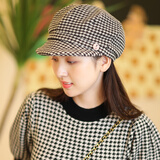 677888帽子女秋冬天贝雷帽韩版学生日系八角帽冬天羊毛呢千鸟格