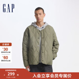 Gap男装2024秋季新款印花logo波浪绗线外套轻薄简约风棉服619672 浅绿色 165/88A(S) 亚洲尺码