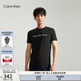 Calvin Klein Jeans夏季男女情侣中性年轻ck多色印花透气修身短袖T恤J320931 BEH-太空黑 XXL （推荐175-190斤）