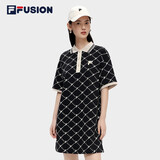 FILA FUSION斐乐潮牌女子连衣裙夏时尚宽松POLO领连身裙