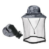 VANREE SPORT钓鱼防蚊帽户外男遮脸装备采蜂蜜养蜂人面罩防蜂头罩夜钓防虫帽子 迷彩灰（可拆卸面罩+收纳）