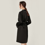 珊目尔【性感百搭新款】重磅荡领真丝睡裙100%桑蚕丝吊带睡衣纯欲风 黑色【裙袍两件套】 L (165)适合105-115斤穿着