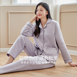 顶瓜瓜顶呱呱睡衣女加厚空气层夹棉长袖家居服套装女落云紫女160
