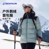 迪卡侬（DECATHLON）羽绒服男女户外短款零下加厚外套面包服蓬松 女款-青玉绿【鹅绒款】 M