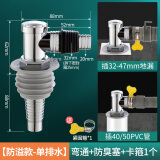 一靓下水管三头通洗衣机排水管地漏接头口对接器道三通分水流器一分二 【50PVC用单排水】弯通+防臭塞