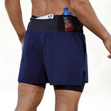 王后卫4英寸长马拉松跑步裤男 可装手机短裤带内衬 田径运动裤 吸湿速干 WHW-028#藏青色-大网兜带内衬 XL 【140-160斤】