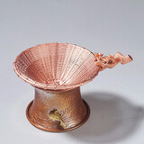 容山堂铜制紫铜茶漏茶滤茶叶过滤网滤茶器手工编织茶隔茶具零配件 编织梅花茶漏+紫铜鱼戏托架