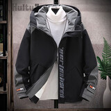 回图（Huitu）回图 秋季男装外套男棒球服短款连帽褂子休闲男生潮流卫衣服 119黑色加绒 XL/145斤下